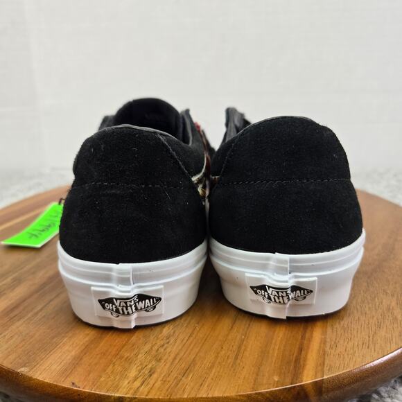 Vans Womens 7.5 Sk8-Low Black Tiger Faux Fur Athletic Gym Daily Skating Sneakers - Picture 2 of 14